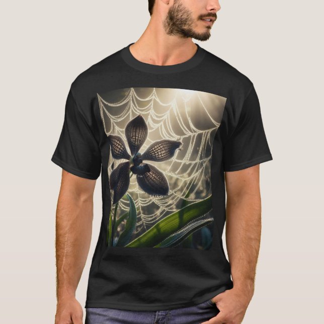 Camiseta Floral Orquídea Negra (Frente)
