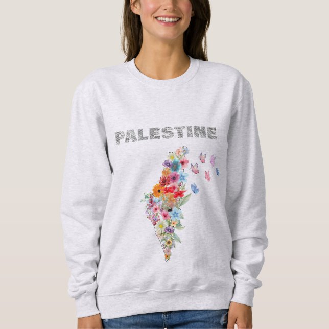 Camiseta Floral Palestine Map Design | Pro Palestina (Frente)