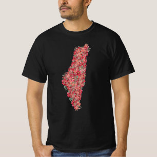 Camiseta Floral Palestine mapeia a liberdade de arte para p
