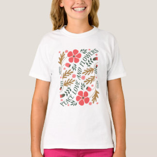 Camiseta Floral – Paz, Amor e Flores