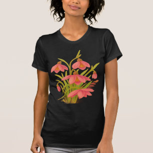 Camiseta Floral Preta, Rosa e Verde