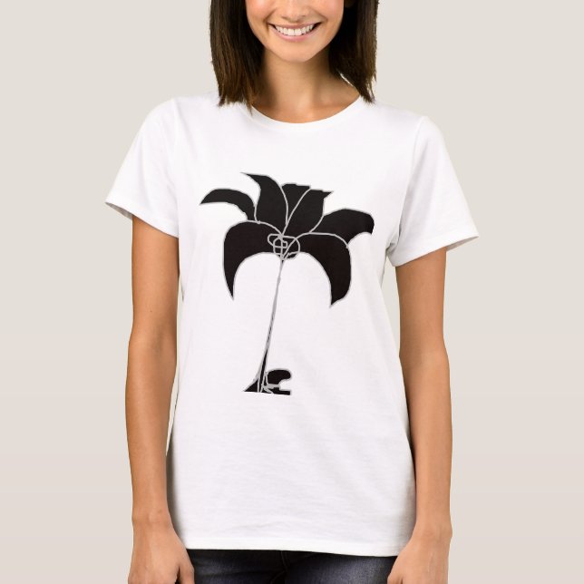 Camiseta Floral Preto Branco (Frente)