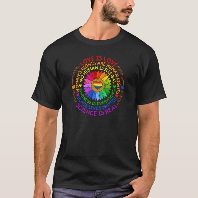 Camiseta Floral Rainbow Posição Política e Social (Frente)
