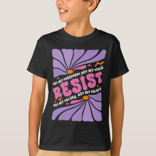Camiseta Floral Resiste Não Meu Presidente Anti-Trump Boho