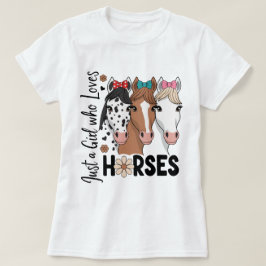 Camiseta Floral Retro Apenas uma Garota que Ama Cavalos Des