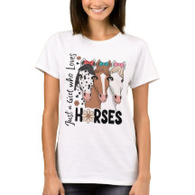 Floral Retro Apenas uma Garota que Ama Cavalos Des