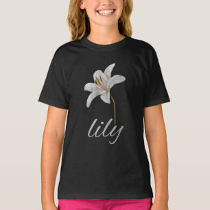 Camiseta floral retrô de flor de lírio branca vint