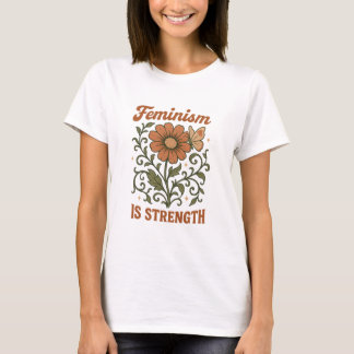 Camiseta Floral Retro Feminismo É Força