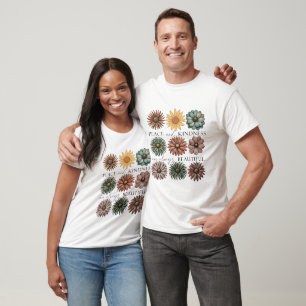 Camiseta Floral Retro Paz e Bondade