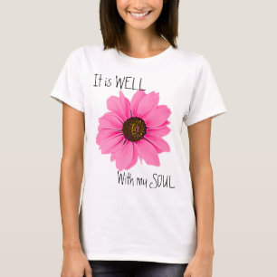 Camiseta Floral Rosa Está Bem Com Minha Alma Inspirativa