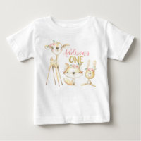 Camiseta Floral Rosa Primeiro Aniversário T