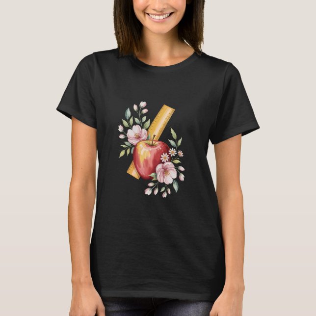 Camiseta Floral Ruler Apple Flower Teaching Education Teach (Frente)