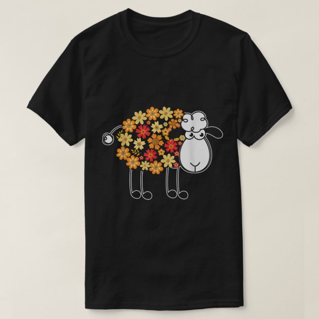 Camiseta Floral Sheep Cute Spring Design (Frente do Design)