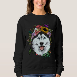 Camiseta Floral Siberian Husky Dog Primavera Nature Siberia