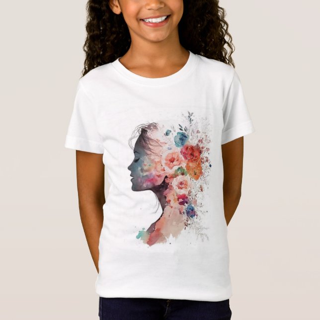Camiseta Floral Silhueta mulher (Frente)