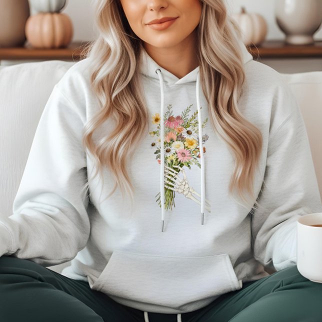 Camiseta Floral Skeleton Hand Wildflower Bouquet Heart (Floral Skeleton Hand Wildflower Bouquet Heart Hoodie)