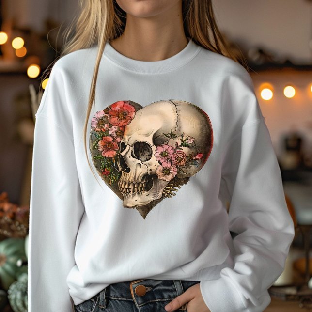 Camiseta Floral Skull Heart Design (Criador carregado)