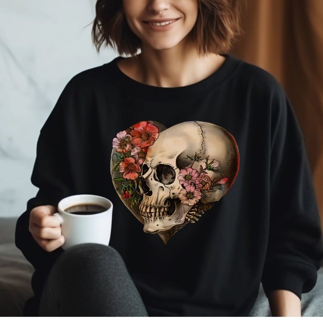 Camiseta Floral Skull Heart Design (Criador carregado)