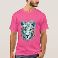 Floral Snow Jaguar Fantasy Animal Art Panthe White