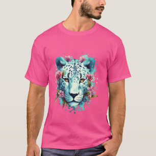 Camiseta Floral Snow Jaguar Fantasy Animal Art Panthe White