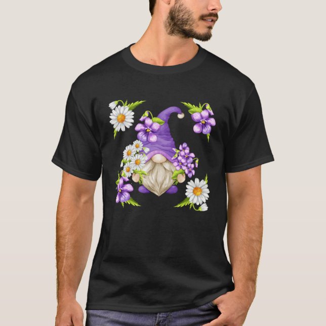 Camiseta Floral Sommer Graphic For Women Purple Gnome Daisy (Frente)