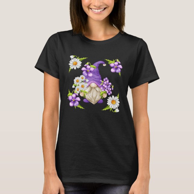 Camiseta Floral Sommer Graphic For Women Purple Gnome Daisy (Frente)