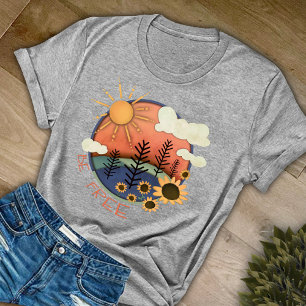 Camiseta Floral Sun Divertido Inspiração Seja Livre Inspiri
