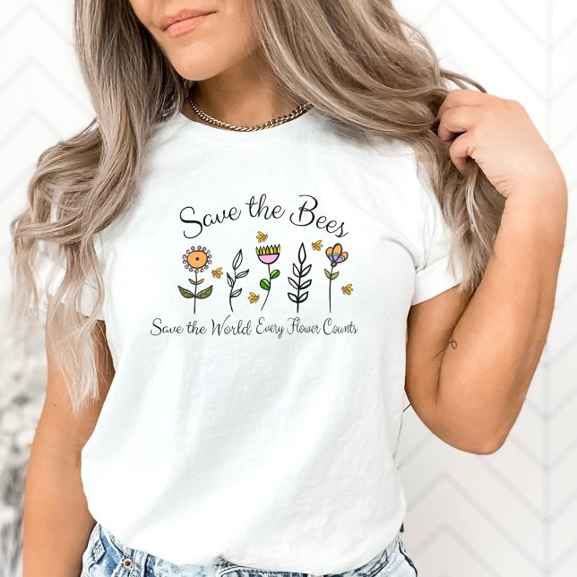 Camiseta Floral T-shirt "Save the Bees,  (Criador carregado)