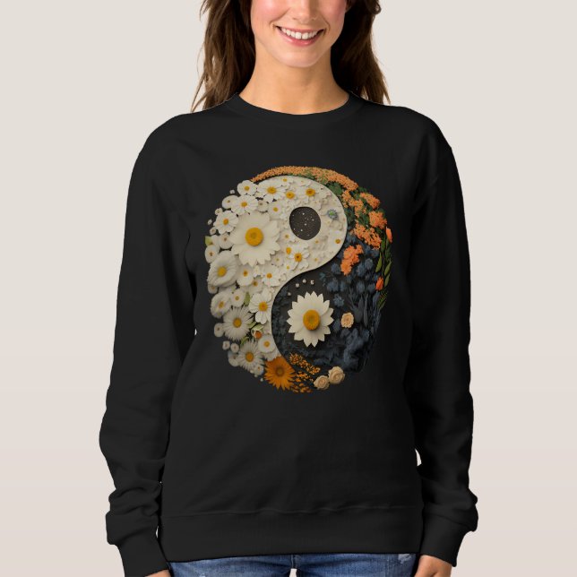 Camiseta Floral Taoism Yin Yang Symbol on Flower Taijitu Yi (Frente)