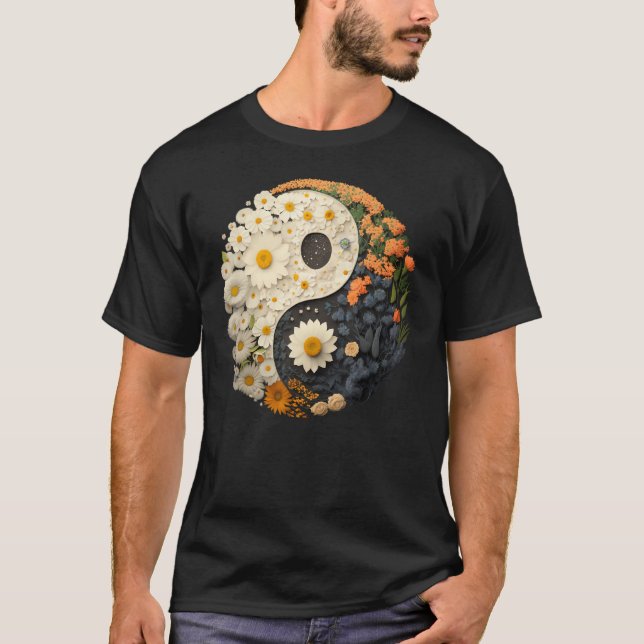 Camiseta Floral Taoism Yin Yang Symbol on Flower Taijitu Yi (Frente)