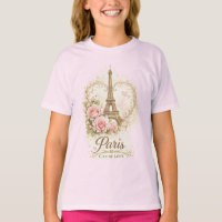 Camiseta Floral Torre Eiffel Paris Cidade do Amor