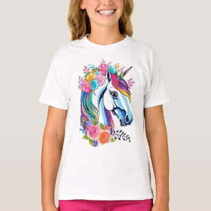 Camiseta Floral Unicorn Design Kid's