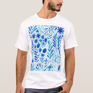 Camiseta Floral Watercolor Plantas Textura Sem Costura