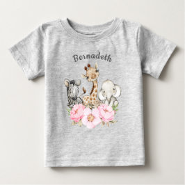 Camiseta Floral WILD ONE Safari Primeiro Aniversário Bebê T