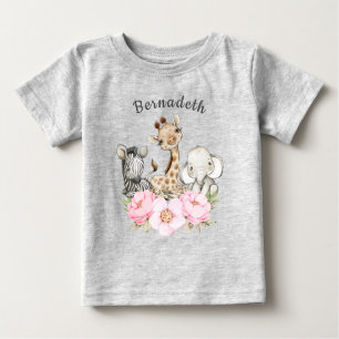 Camiseta Floral WILD ONE Safari Primeiro Aniversário Bebê T