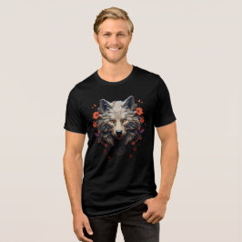 Camiseta Floral Wolf Face – Bold Tribal Fantasy Art