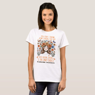 Camiseta Floral Women Strong Apoio a leucemia