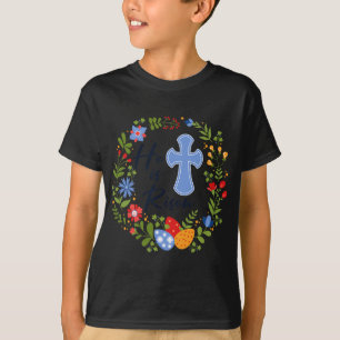 Camiseta Floral Wreath Ele É Risen Jesus Christian Happy Ea