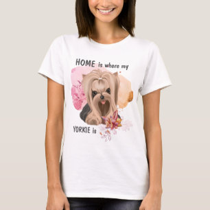 Camiseta Floral Yorkie é o lar