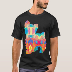 Camiseta Floral Yorkie Silhouette Outline Design Yorkshire