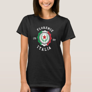 Camiseta Florence Itália Flag Crachá Vintage