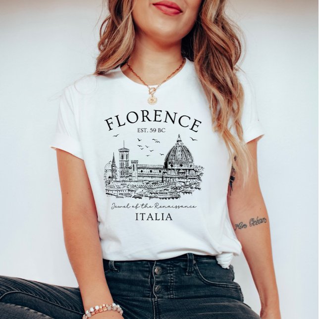 Camiseta Florence Itália Vintage Duomo Esboço (Criador carregado)