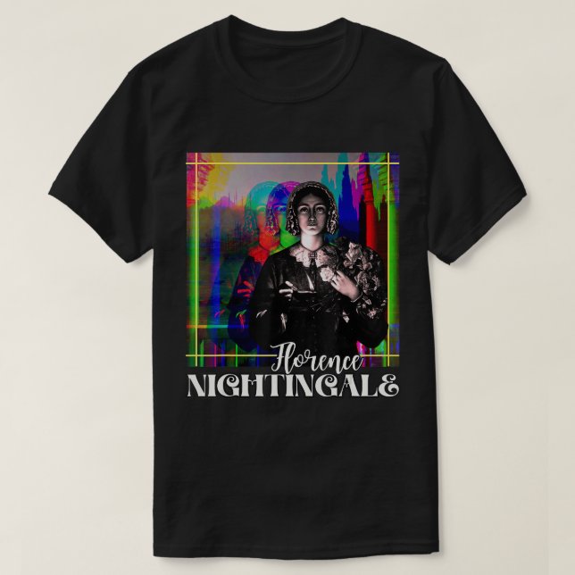 Camiseta Florence Nightingale Retro Groovy Glitchy (Frente do Design)