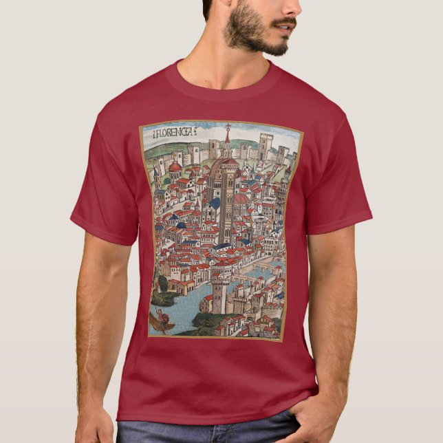 Camiseta Florencia 1493 Itália Camisa-T masculino (Frente)