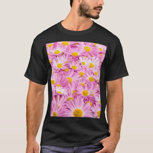 Camiseta Flores Amarelas Cor-de-rosa Fundo sem costura (Frente)