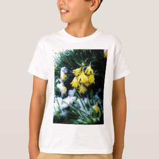 Camiseta Flores amarelas Daffodils na neve