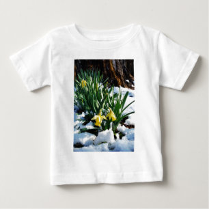 Camiseta Flores amarelas dos Daffodils na neve