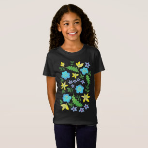 Camiseta Flores amarelas e azuis