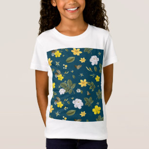 Camiseta Flores Amarelas e Rosas Brancas
