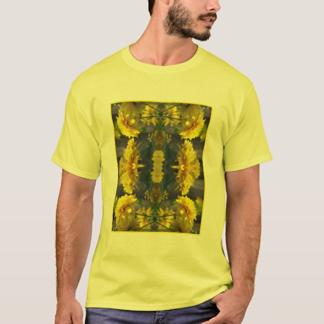 Camiseta Flores Amarelas Em Abstrato Sol (Frente)